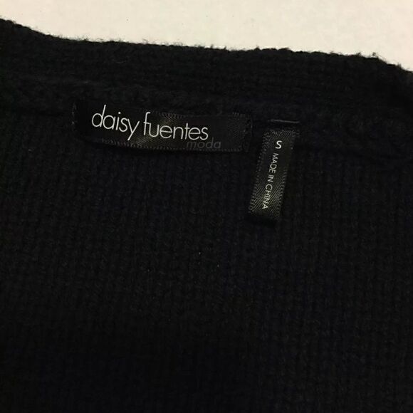DAISY FUENTES Womens Size Small - Long Sleeve Black Button Open Sweater Cardigan - Picture 4 of 8